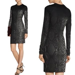 CHRISTOPHER KANE Snake print midi dress Sz.M NWT stretch Jersey Long Sleeve